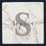 Custom Personalized Monogram Script Name Initial Stone Coaster<br><div class="desc">Custom Personalized Monogram Script Name Initial</div>