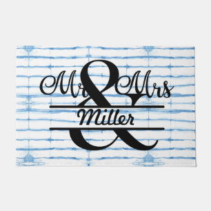 Custom Personalized Monogram Shibori Door Mat