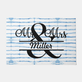 Custom Personalized Monogram Shibori Door Mat 