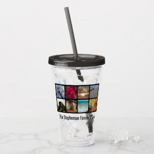 Custom Personalized Multi Photo Picture Collage Acrylic Tumbler