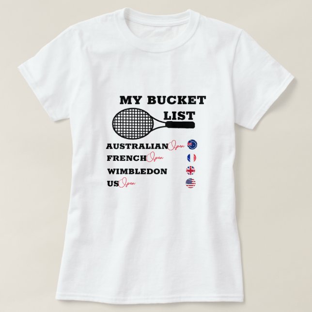 Custom Personalized My Bucket List Grand Slam T-Shirt (Design Front)