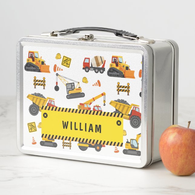 Custom Personalized Name Construction Machines Metal Lunch Box (In Situ)