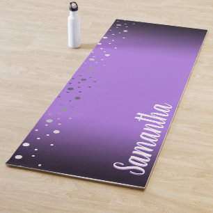Custom Personalized Name Faux Silver Confetti Yoga Mat
