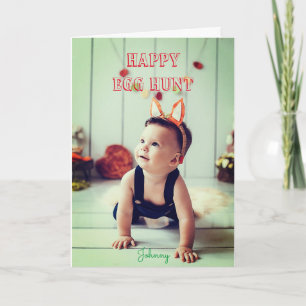 Custom Personalized Name HAPPY EGG HUNT Greetings Card