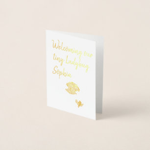 Custom/Personalized Name Ladybug Girl Baby Shower Foil Card