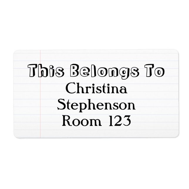 Custom Personalized Name Large Bookplate/School (Front)