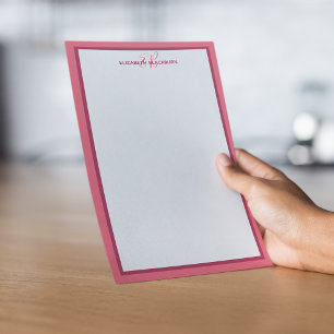 Custom Personalized Name Monogram Initials Magenta Stationery