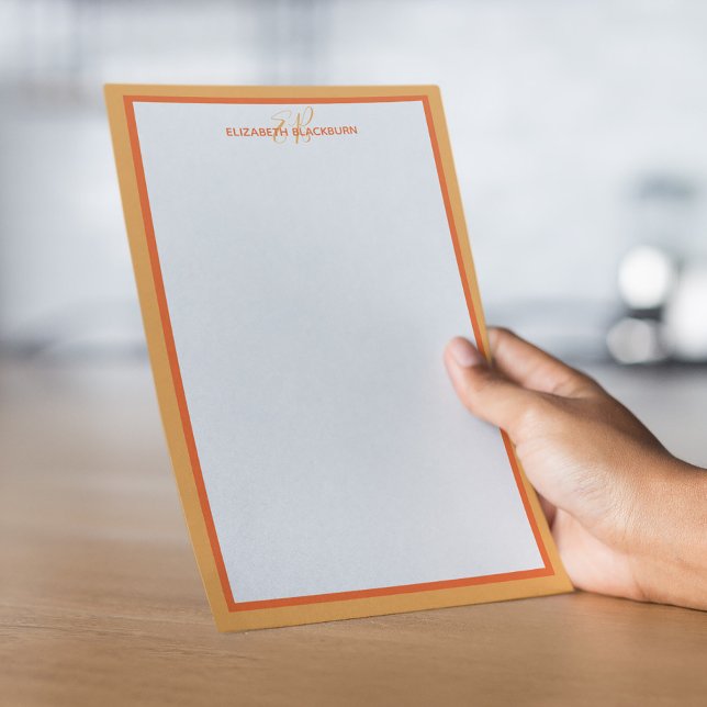 Custom Personalized Name Monogram Initials Orange Stationery (Custom Personalized Name Monogram Initials Orange Stationery)