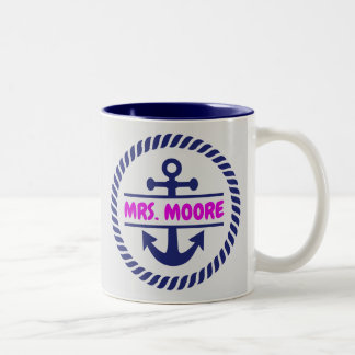 Custom personalized name nautical sea ocean yacht Two-Tone coffee mug