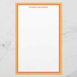 Custom Personalized Name Orange Colourful Border Stationery