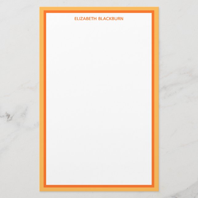 Custom Personalized Name Orange Colourful Border Stationery (Front)