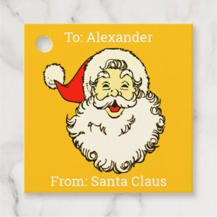 Custom Personalized Name Orange Santa Claus Favour Tags