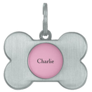 Custom Personalized Name Photo Art Light Pink Pet ID Tag