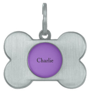 Custom Personalized Name Photo Art Purple Pet ID Tag