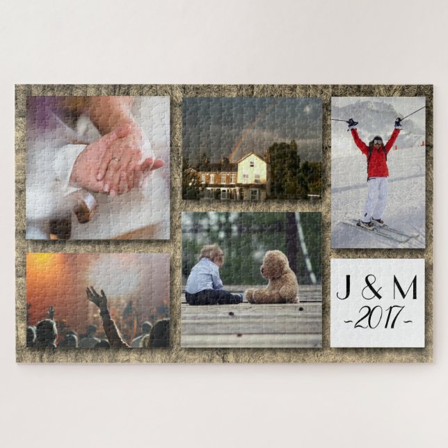 Custom Personalized Name Photo Collage Jigsaw Puzzle (Horizontal)