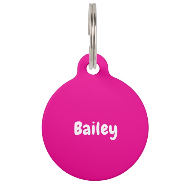 Custom Personalized Name Photo Hot Pink Pet Tag (Front)