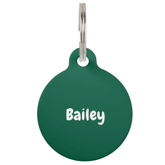 Custom Personalized Name Photo Hunter Green Pet Tag (Front)