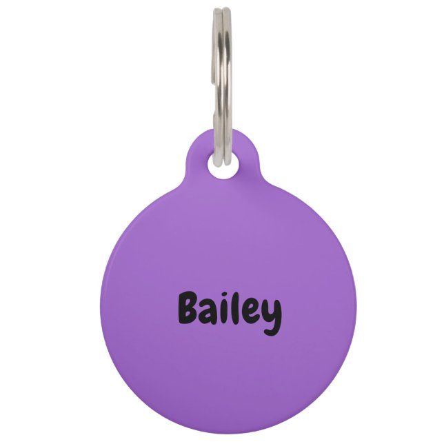 Custom Personalized Name Photo Purple Pet Tag (Front)