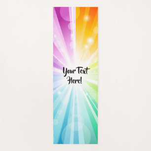 Custom Personalized Name Rainbow Bokeh Centre Rays Yoga Mat