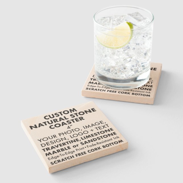 Custom Personalized Natural Sandstone Coaster 4" (Side)