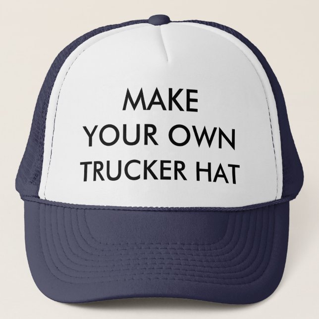 Custom Personalized NAVY BLUE & WHITE TRUCKER HAT (Front)
