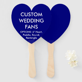 Custom Personalized NAVY HEART WEDDING FANS