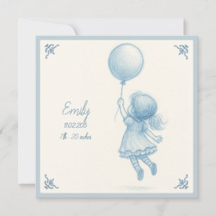 Custom personalized new baby girl annoucement card