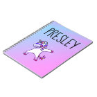 Custom Personalized Notebook Unicorn Dab Rainbow