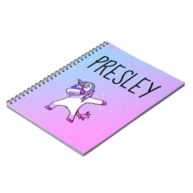 Custom Personalized Notebook Unicorn Dab Rainbow (Left Side)