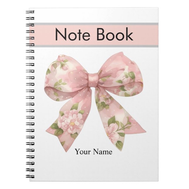 custom personalized notebook with bow  (Front)