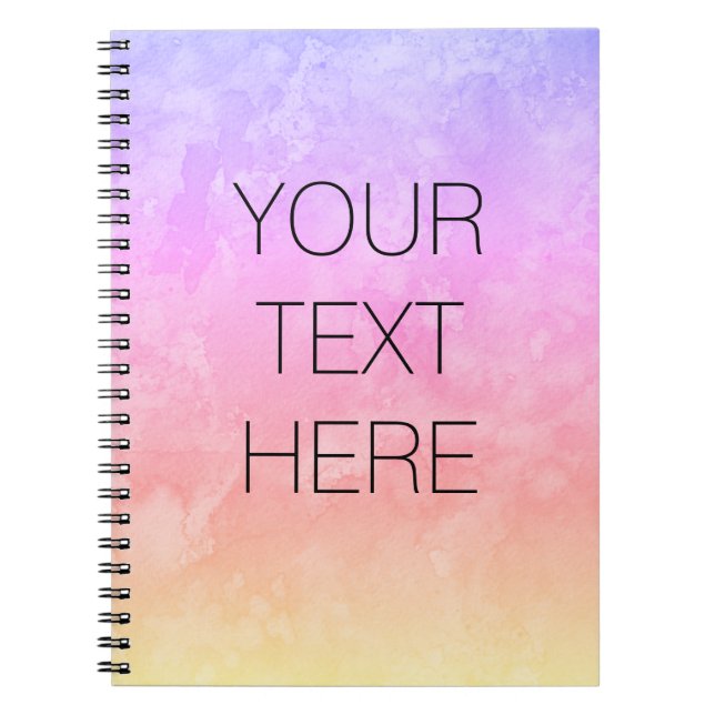 Custom Personalized Ombre Watercolor Sunset Diary  Notebook (Front)