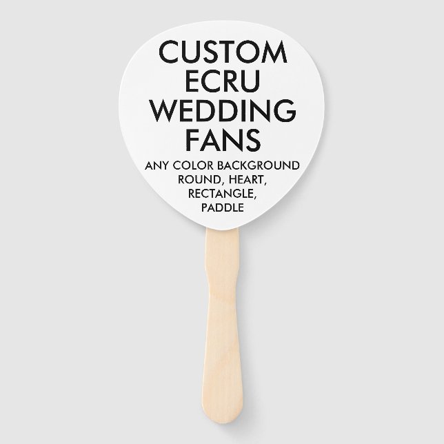 Custom Personalized PADDLE ECRU WEDDING FANS (10) (Front)