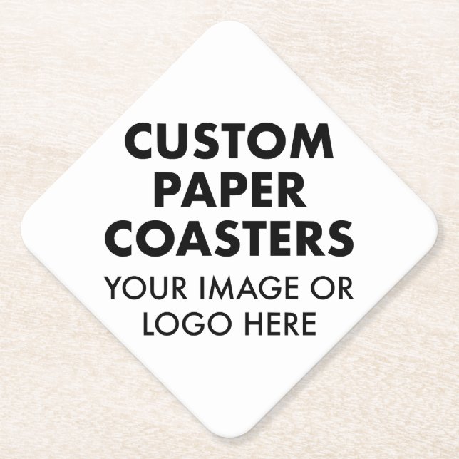 Custom personalized PAPER COASTERS (6) 4" DIAMOND (Front)