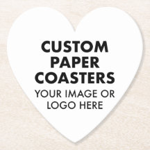 Custom personalized PAPER COASTERS (6) 4" HEART