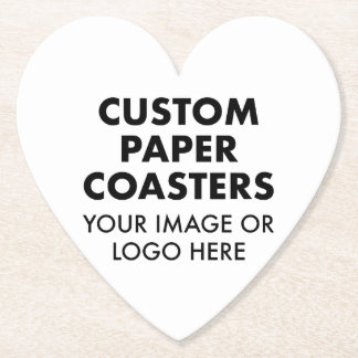 Custom personalized PAPER COASTERS (6) 4" HEART