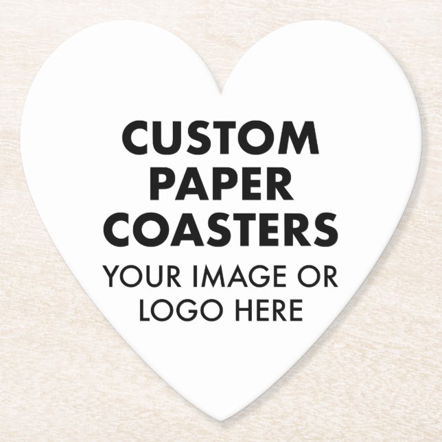 Custom personalized PAPER COASTERS (6) 4" HEART (Front)