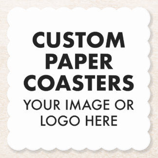 Custom personalized PAPER COASTERS (6) SCALLOPED