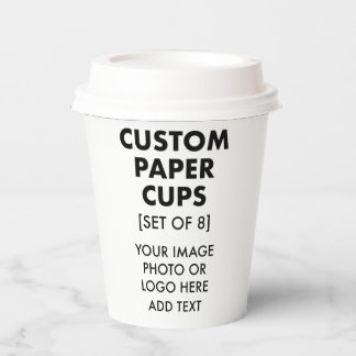 Custom Personalized Paper Cups [8] with Lids