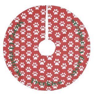 Custom Personalized Paw Print Christmas Tree Skirt