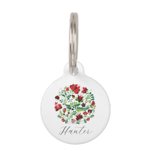 Custom Personalized Pet Name Floral Design Tag