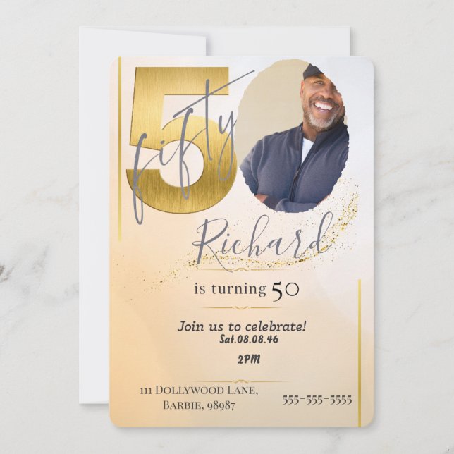custom personalized photo 50th  save the date (Front)