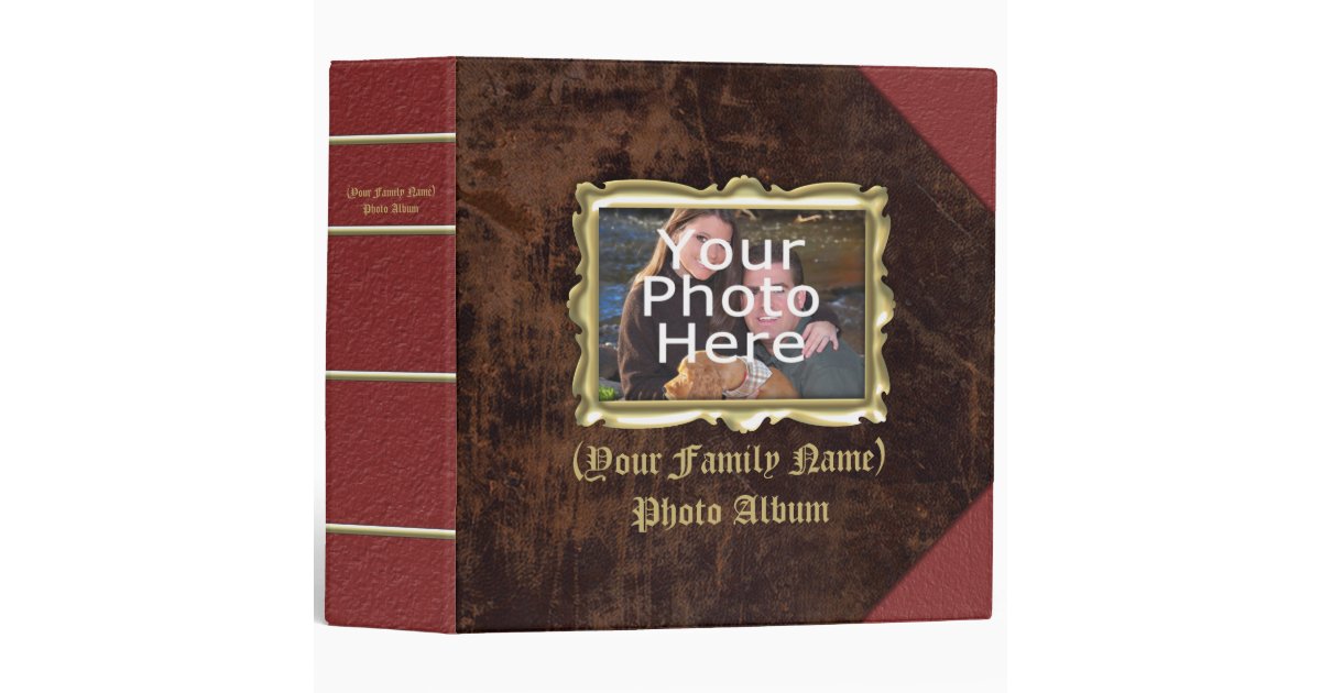 Custom Personalized Photo Album, Vintage Leather Binder Zazzle