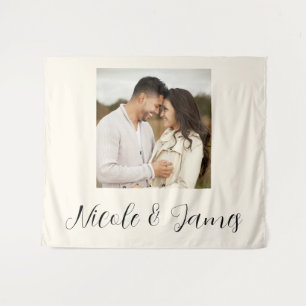 Custom Personalized Photo Backdrop Engagement  Tapestry
