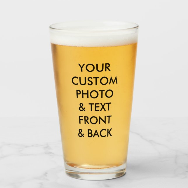 Custom Personalized PHOTO BEER GLASS 16oz; 1 PINT (Front Filled)