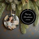 Custom Personalized Photo Christmas Ornament<br><div class="desc">Cute Custom Personalized Photo Ornament with your custom message and date on the back in a cute dotted border frame. This would make a great gift for friends,  family,  newlywed couples,  parents and grandparents!</div>
