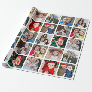 Custom Personalized Photo Collage Christmas Wrapping Paper