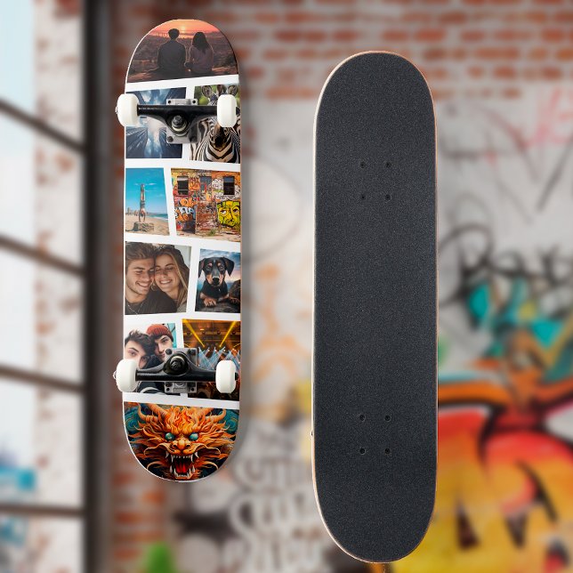 Custom Personalized Photo Collage Skateboard (custom photo skateboard on wall)