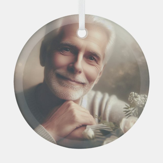 Custom Personalized Photo Glass Ornament (Front)