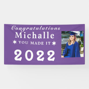 Custom Personalized Photo Graduation Banner Purple