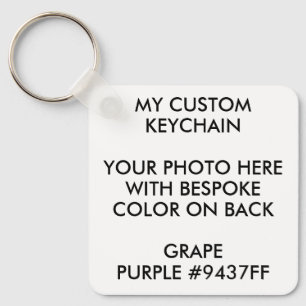 Custom Personalized PHOTO KEYCHAIN - GRAPE PURPLE
